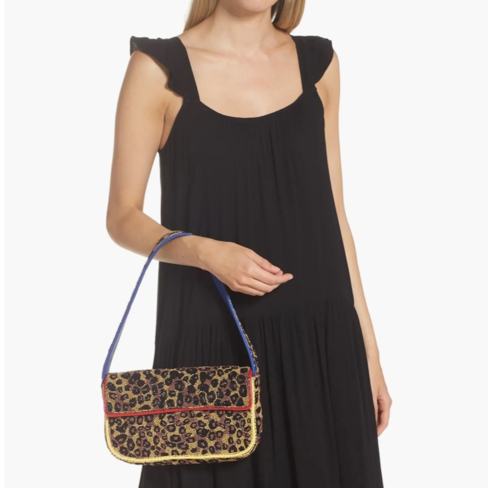 NWT Staud Tommy Beaded Leopard Bag - Picture 2 of 3